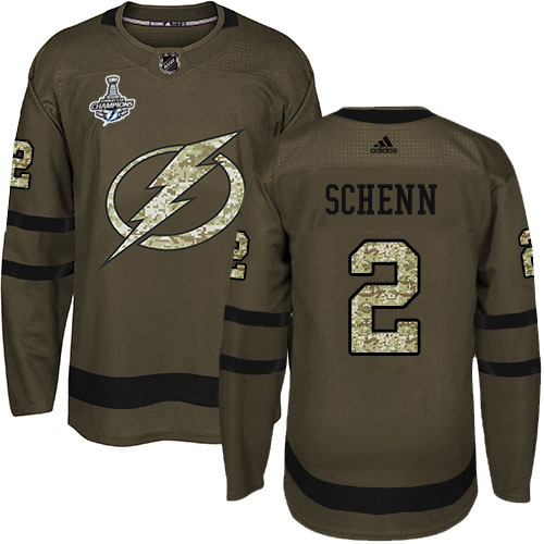 Men Adidas Tampa Bay Lightning #2 Luke Schenn Green Salute to Service 2020 Stanley Cup Champions Stitched NHL Jersey->tampa bay lightning->NHL Jersey